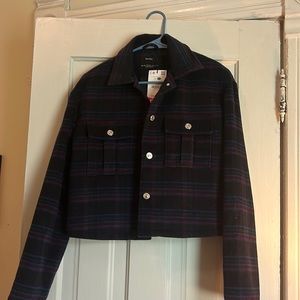 Bershka wool blend cropped plaid jacket
